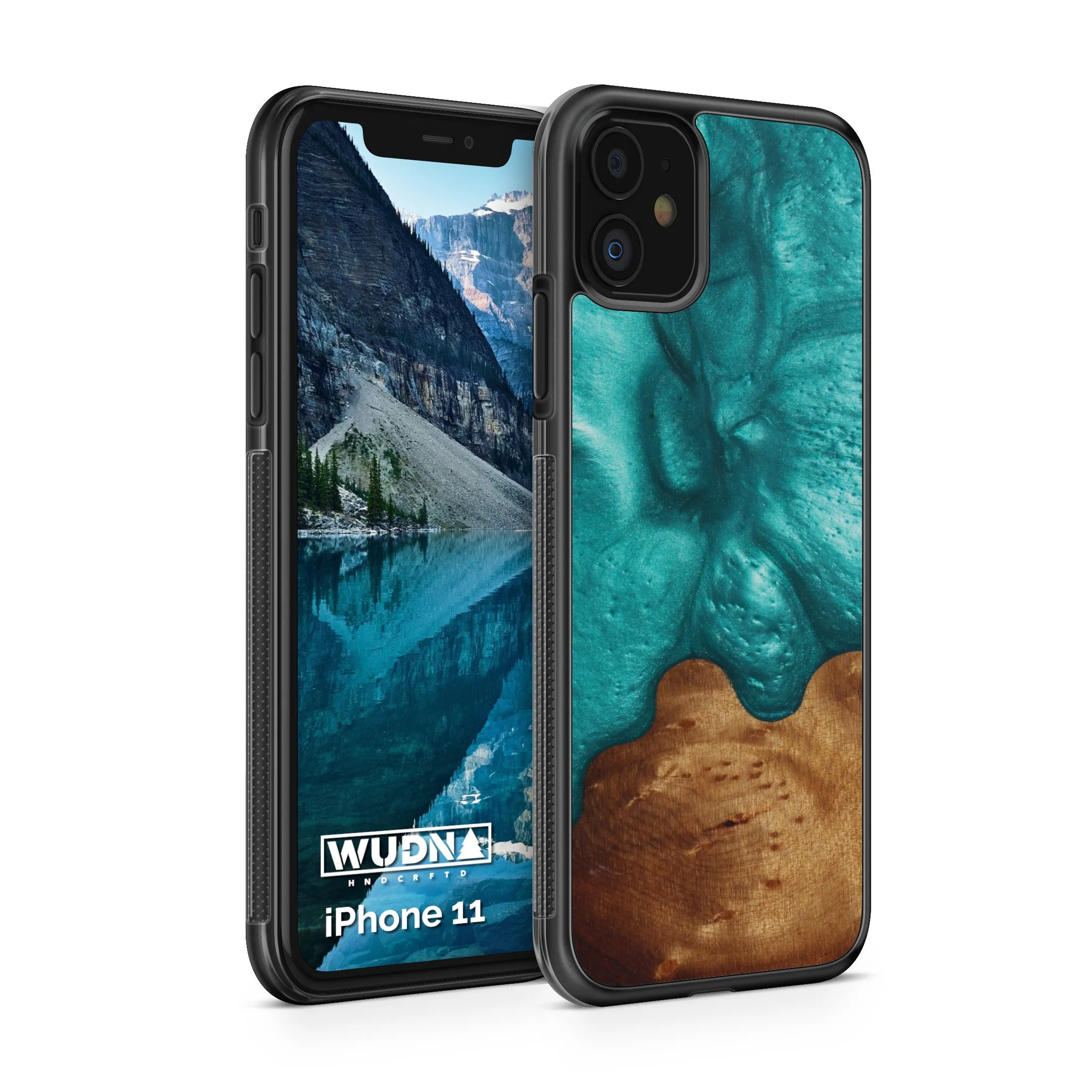 Slim Resin & Wood iPhone Case (Coastline Collection - Deep Sea Green)