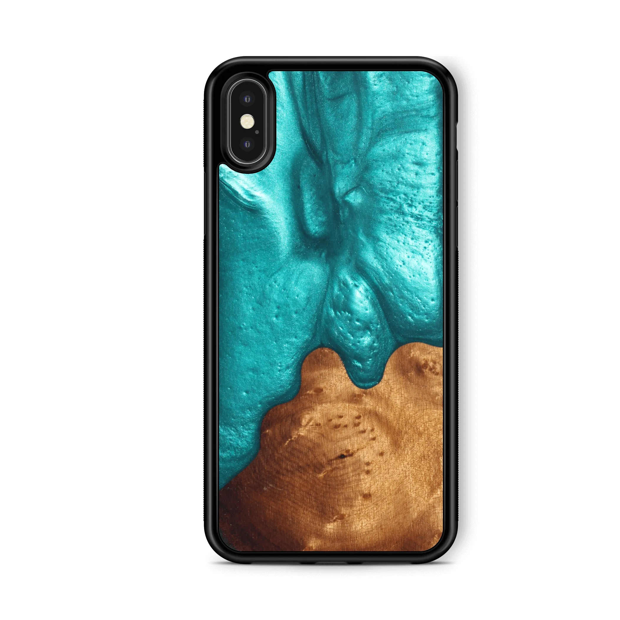 Slim Resin & Wood iPhone Case (Coastline Collection - Deep Sea Green)