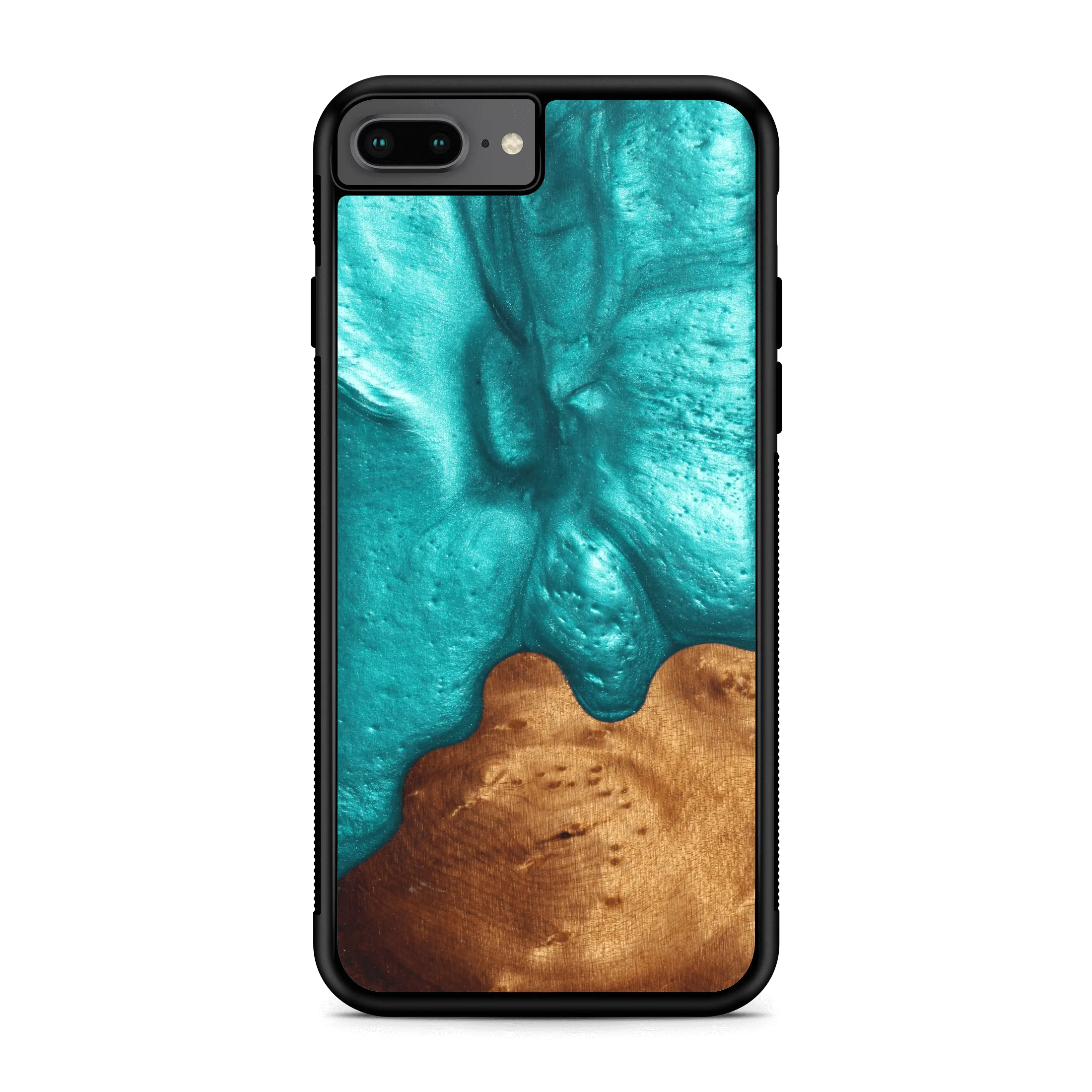Slim Resin & Wood iPhone Case (Coastline Collection - Deep Sea Green)