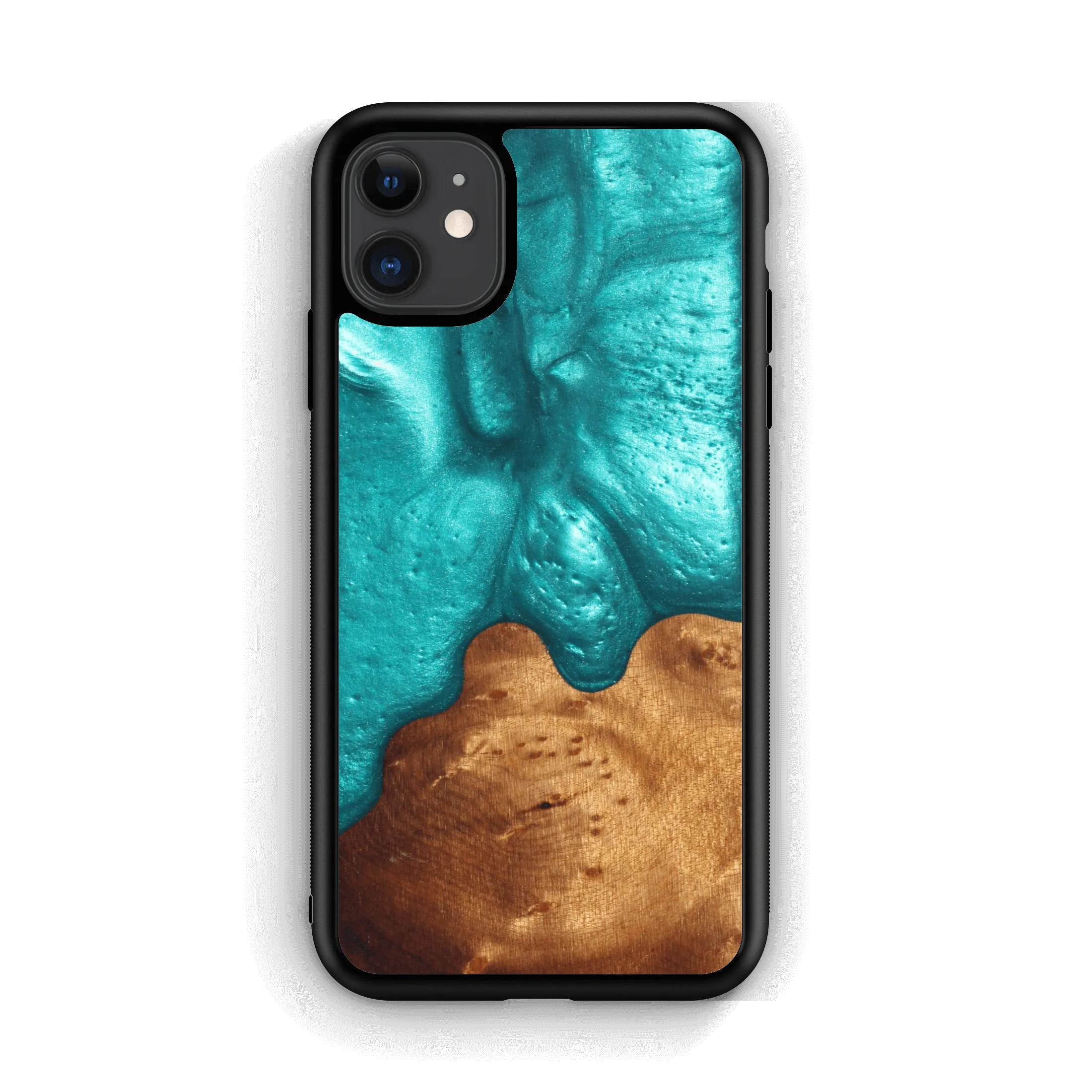 Slim Resin & Wood iPhone Case (Coastline Collection - Deep Sea Green)