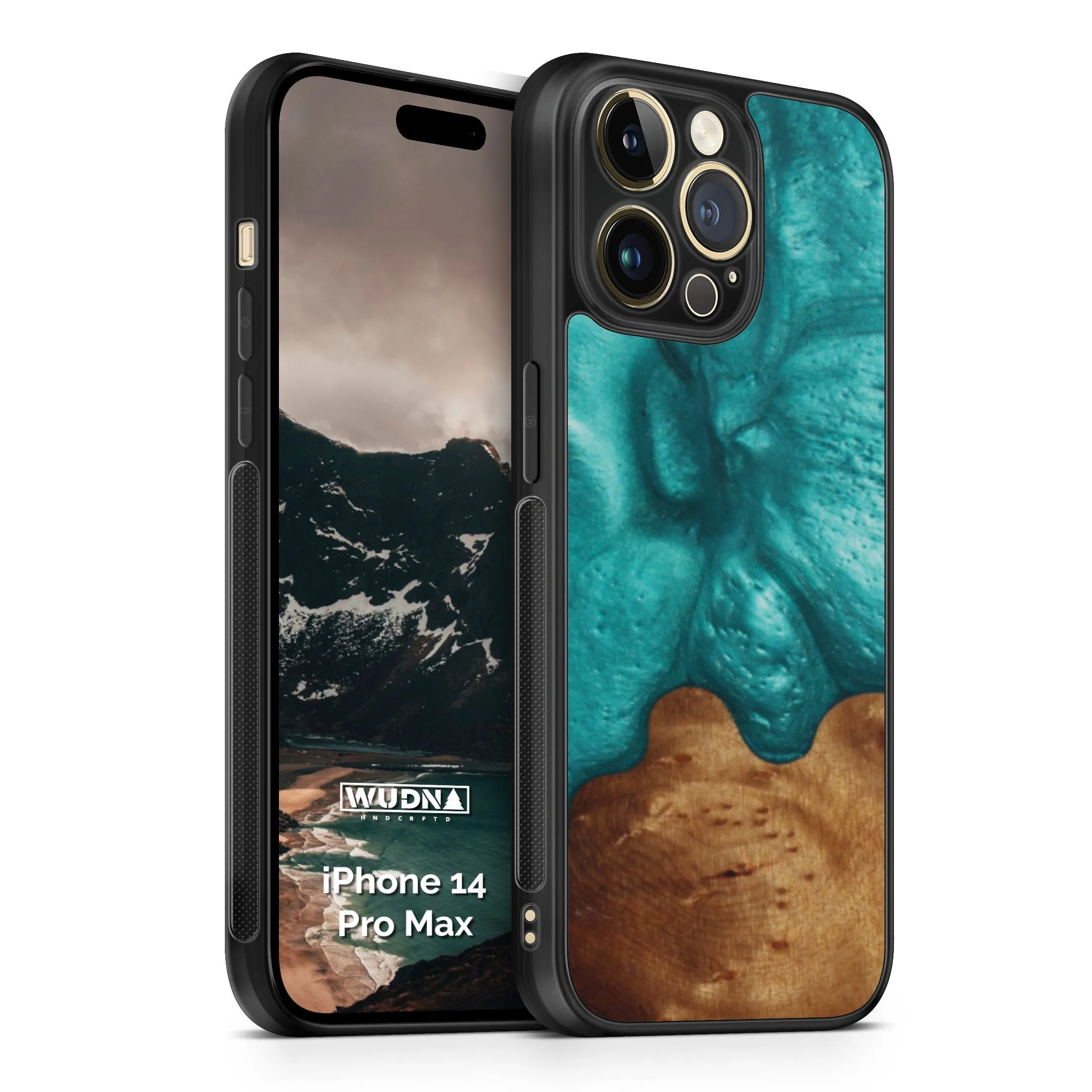 Slim Resin & Wood iPhone Case (Coastline Collection - Deep Sea Green)