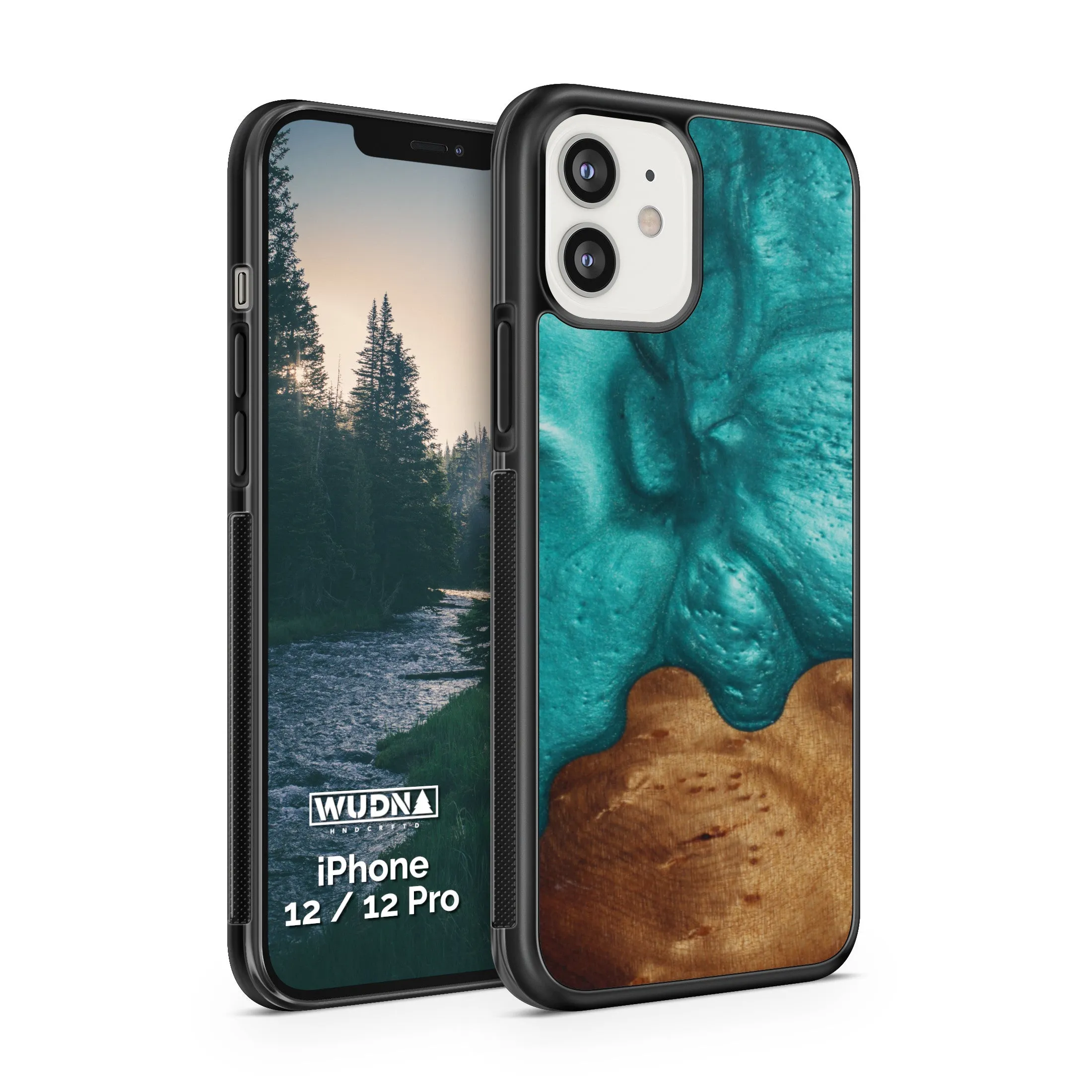 Slim Resin & Wood iPhone Case (Coastline Collection - Deep Sea Green)