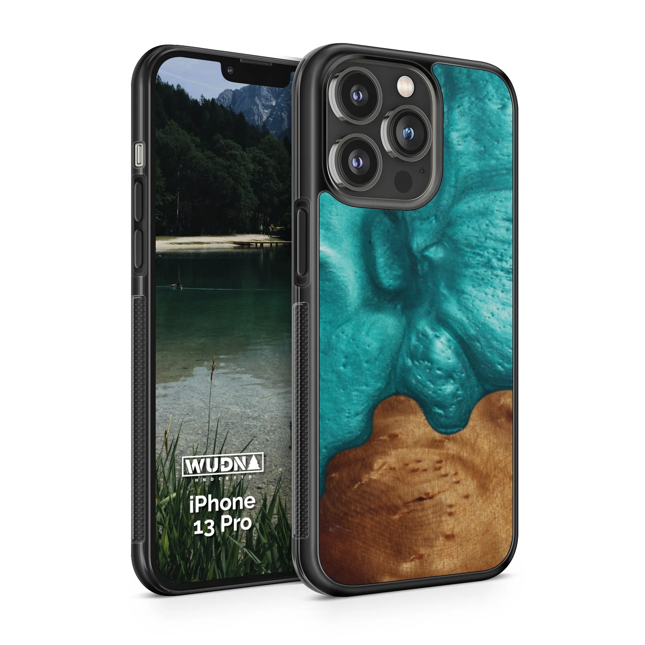 Slim Resin & Wood iPhone Case (Coastline Collection - Deep Sea Green)