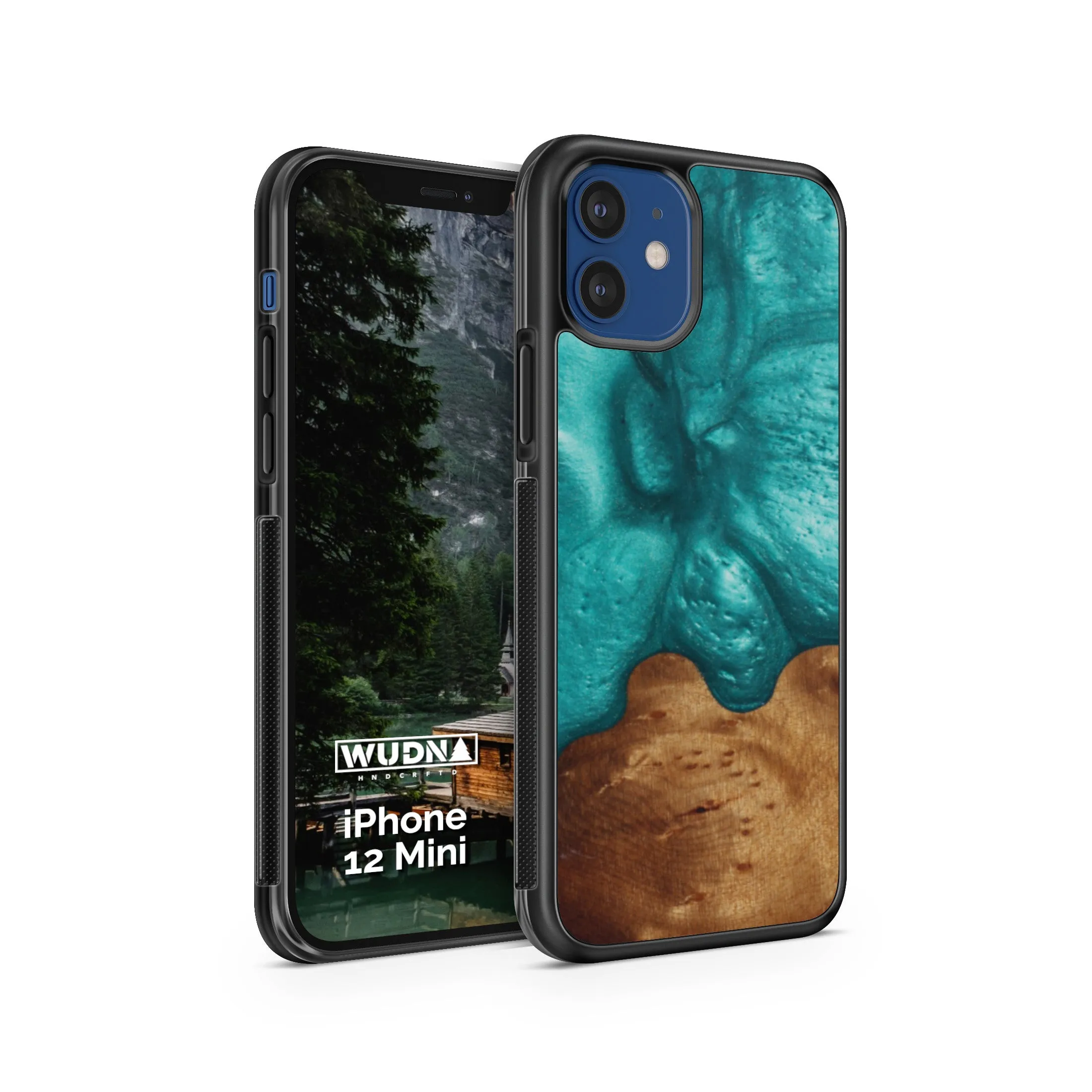 Slim Resin & Wood iPhone Case (Coastline Collection - Deep Sea Green)