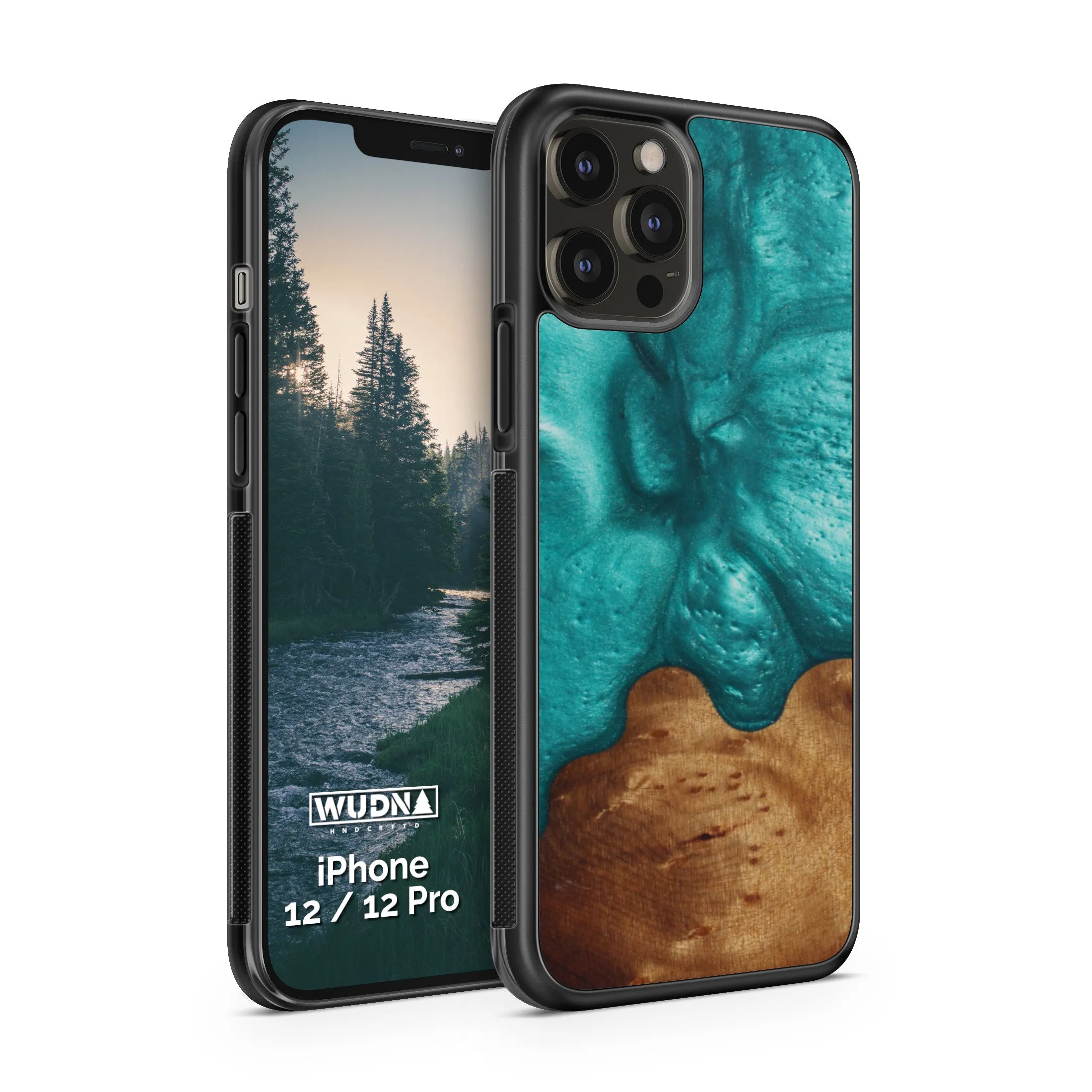 Slim Resin & Wood iPhone Case (Coastline Collection - Deep Sea Green)