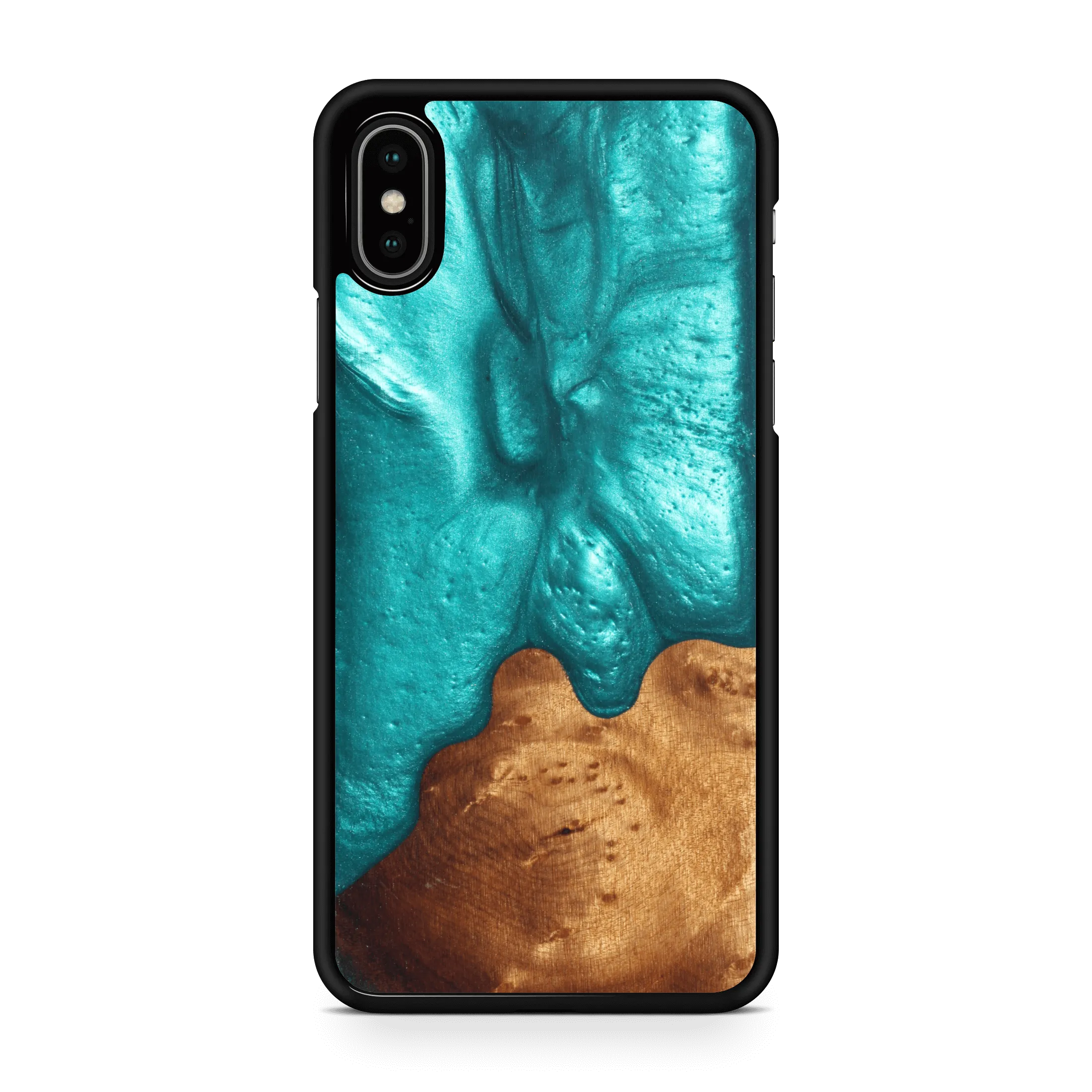 Slim Resin & Wood iPhone Case (Coastline Collection - Deep Sea Green)