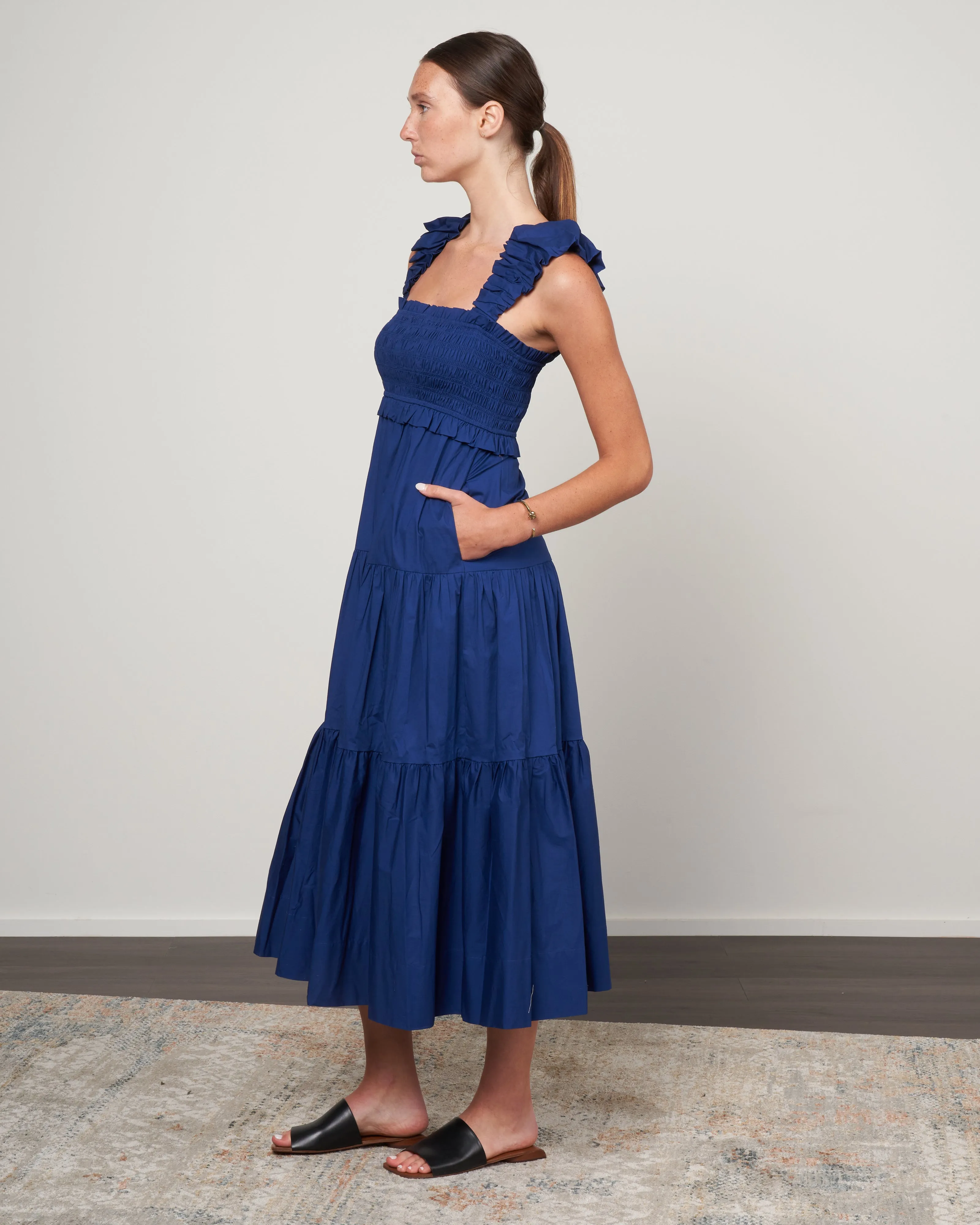 sloane slvless smocked dress - cobalt