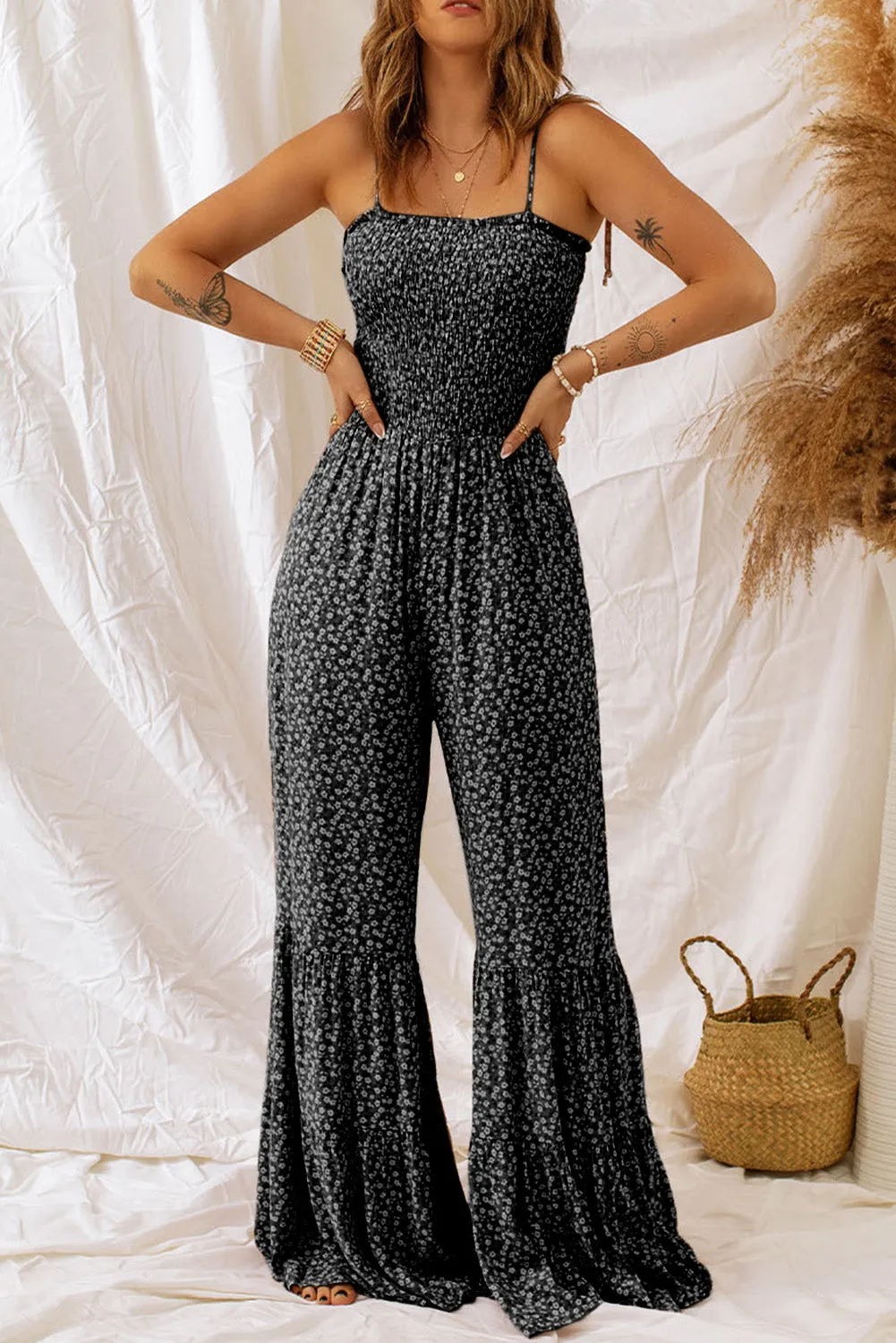 Smocked Bodice Jumpsuit Daisy
