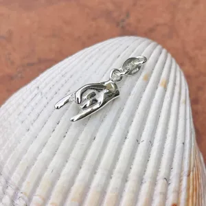Sterling Silver 3D Italian Mano Cornuto Pendant Charm