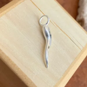 Sterling Silver Diamond-Cut Italian Horn Pendant Charm 26mm