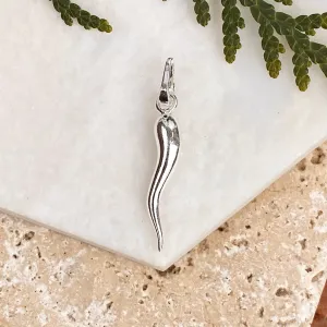 Sterling Silver Medium "Cornicello" Italian Horn Pendant 27mm