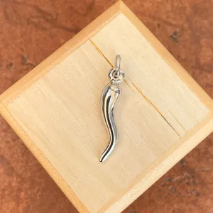 Sterling Silver Medium "Cornicello" Italian Horn Pendant 30mm