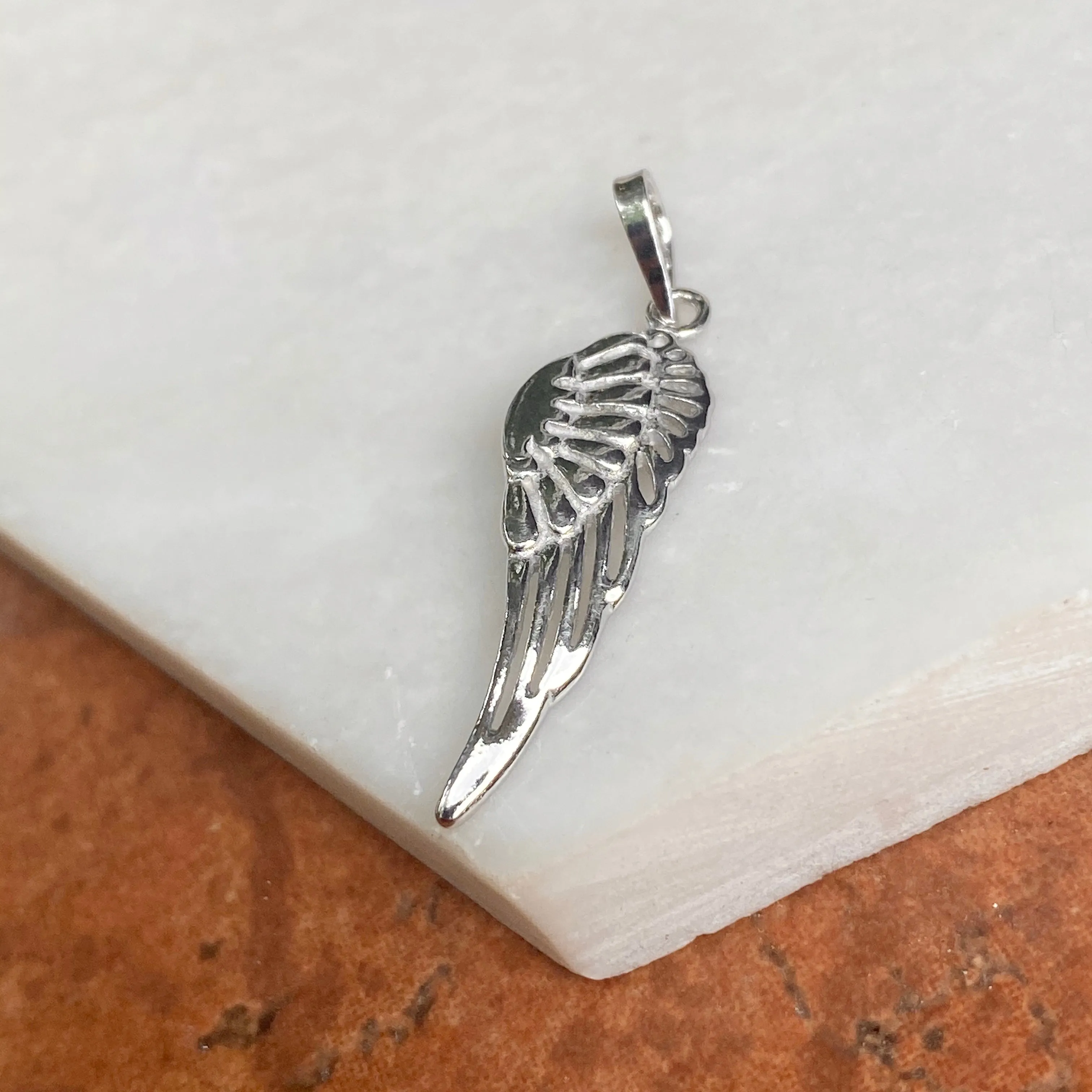 Sterling Silver Polished Guardian Angel Wing Pendant Charm