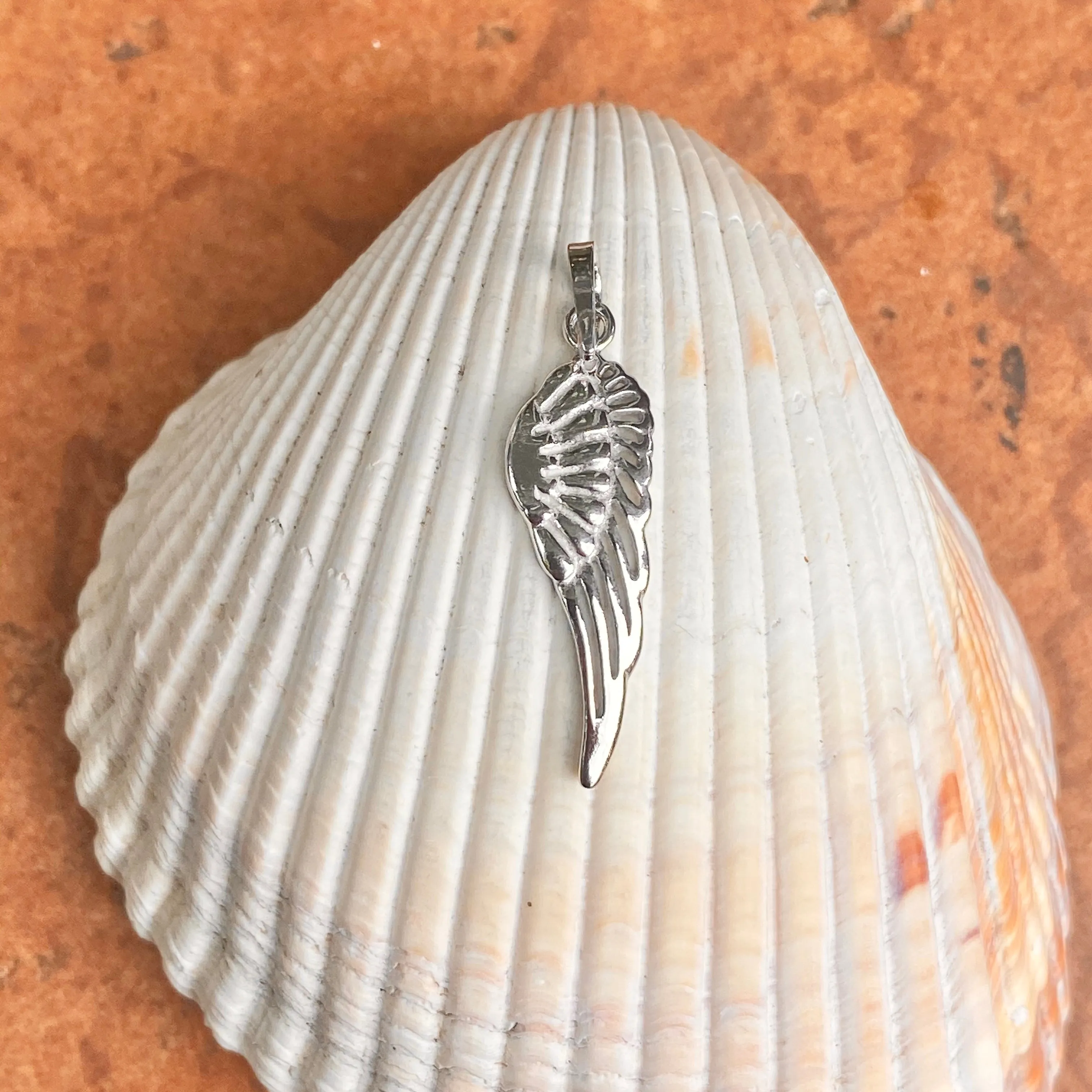 Sterling Silver Polished Guardian Angel Wing Pendant Charm