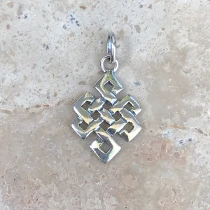 Sterling Silver Polished Square Celtic Knot Pendant Charm