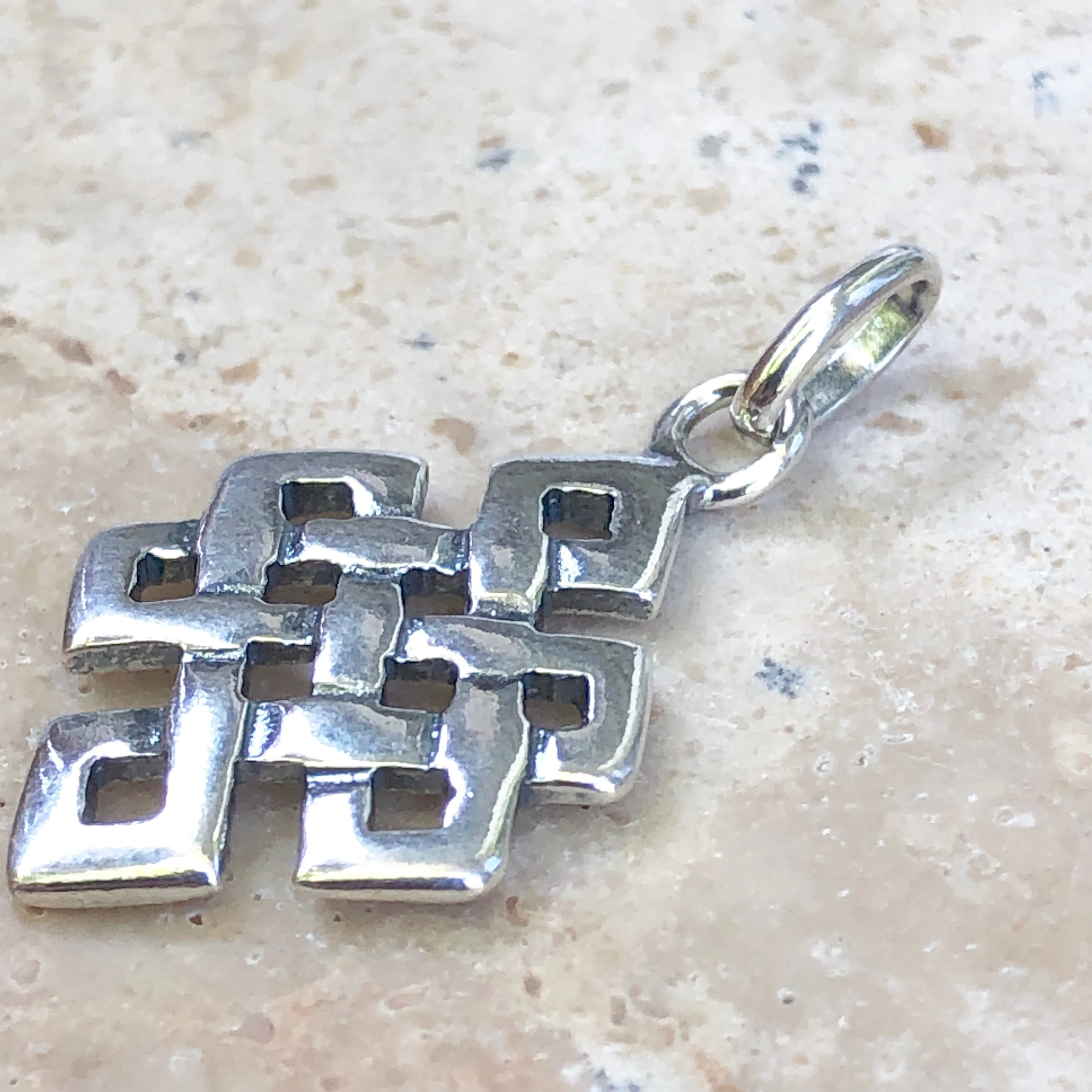 Sterling Silver Polished Square Celtic Knot Pendant Charm