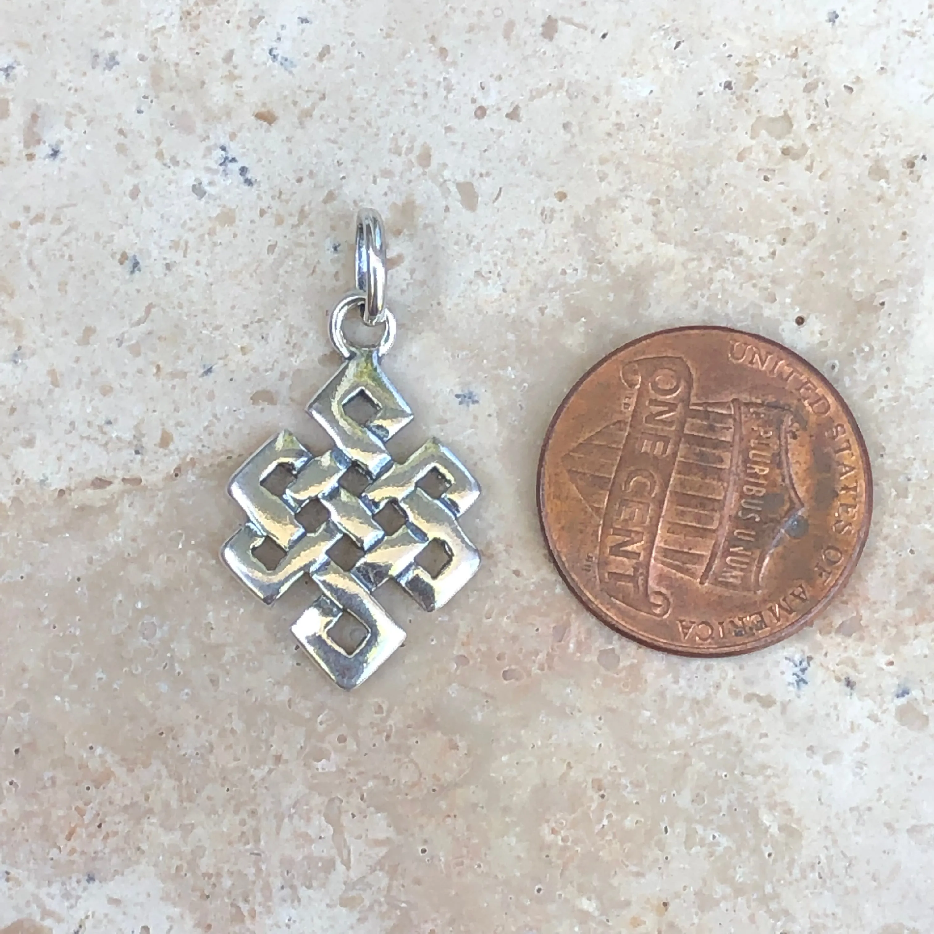 Sterling Silver Polished Square Celtic Knot Pendant Charm