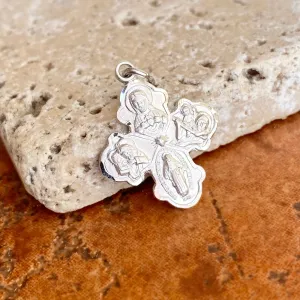 Sterling Silver Satin   Polished Four Way Medal Pendant 25mm