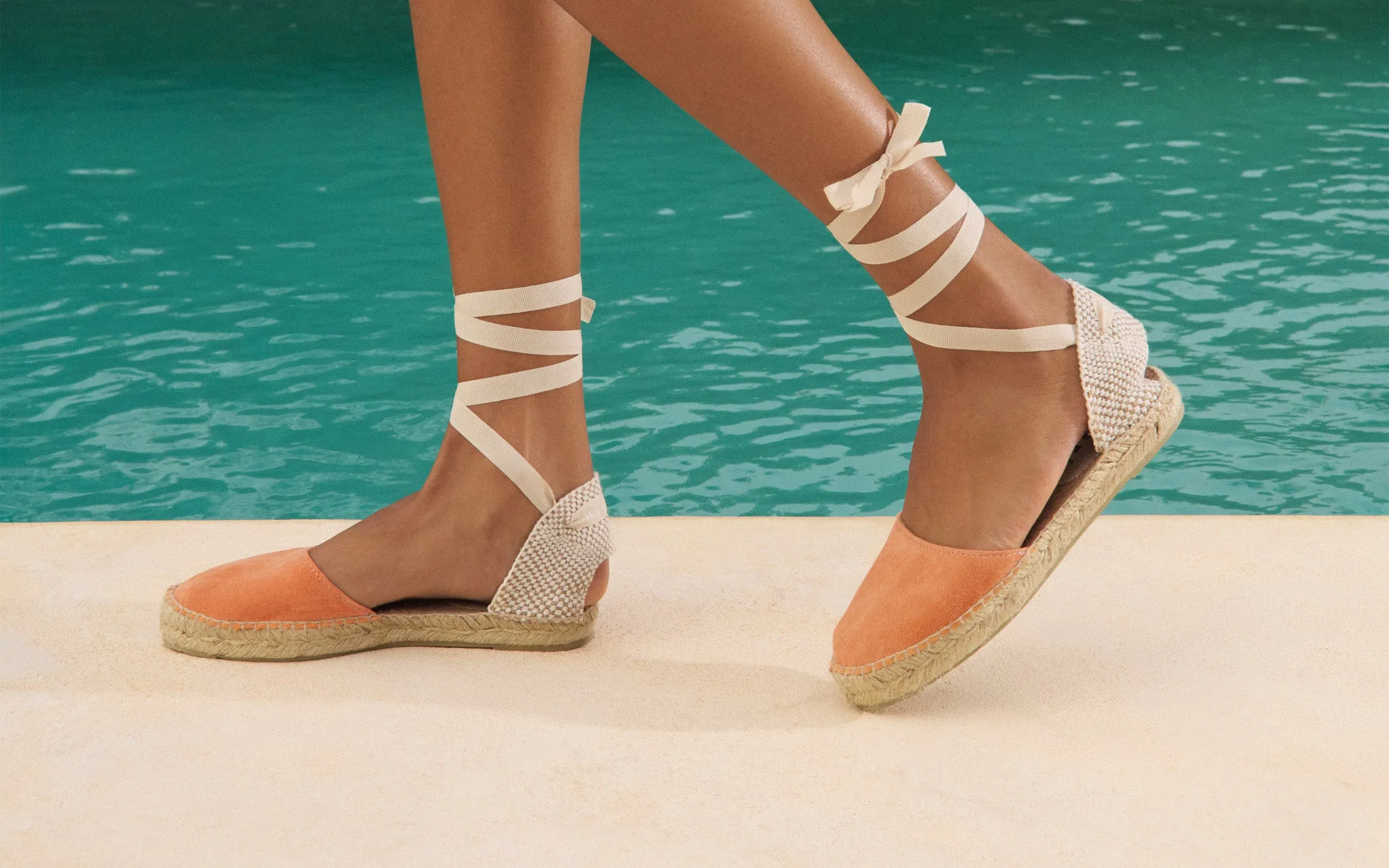 Suede Flat Valenciana Espadrilles - R78P0 - Hamptons Island Peach