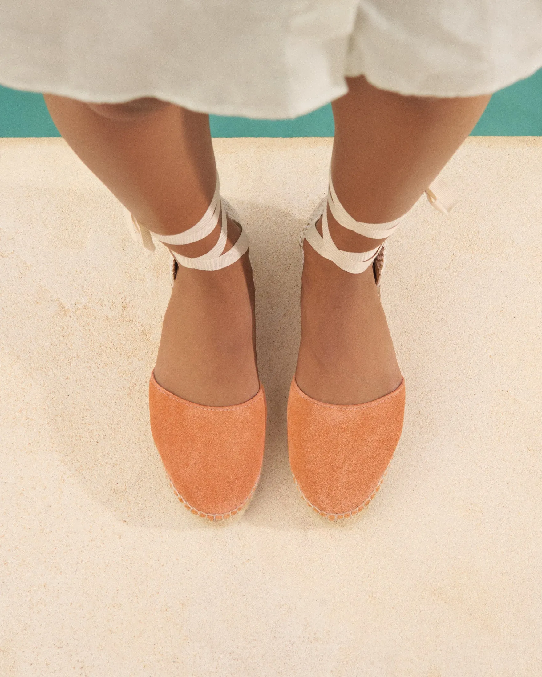 Suede Flat Valenciana Espadrilles - R78P0 - Hamptons Island Peach