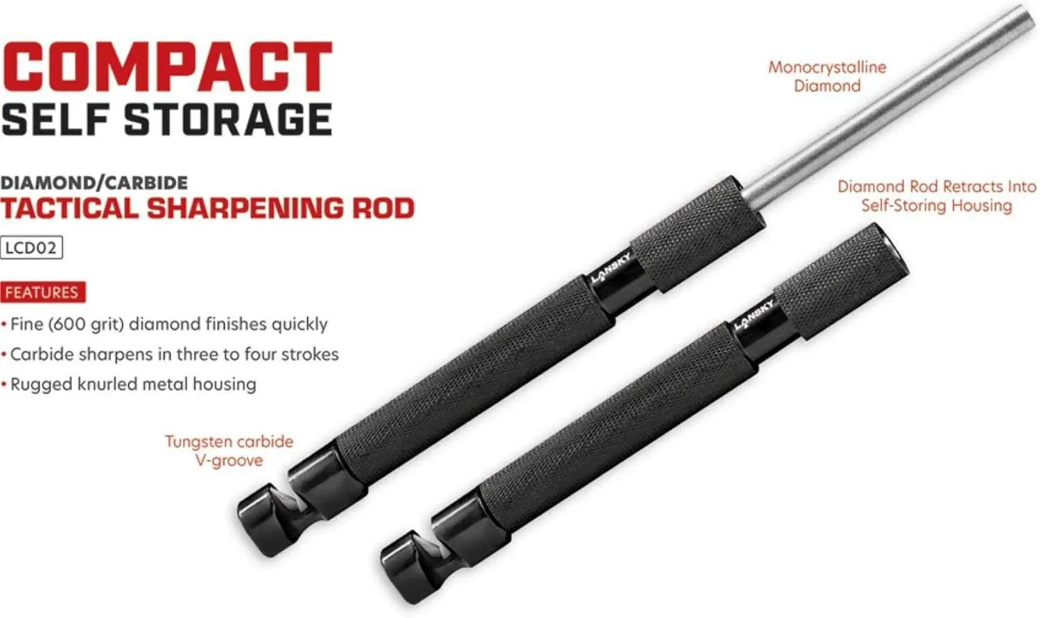 Tactical Diamond Knife Sharpening Rod with Tungsten Carbide Pull-Through Blade Sharpener - LCD02