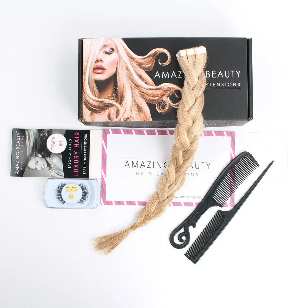 Tape In Hair Extension P #12/#60 Dark Dirty Blonde Highlights Ash Blonde