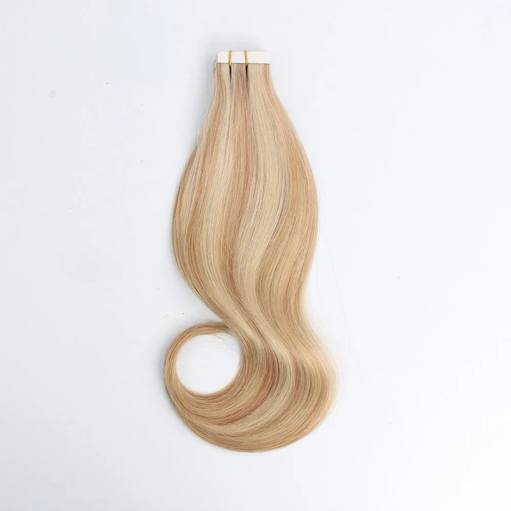 Tape In Hair Extension P #12/#60 Dark Dirty Blonde Highlights Ash Blonde