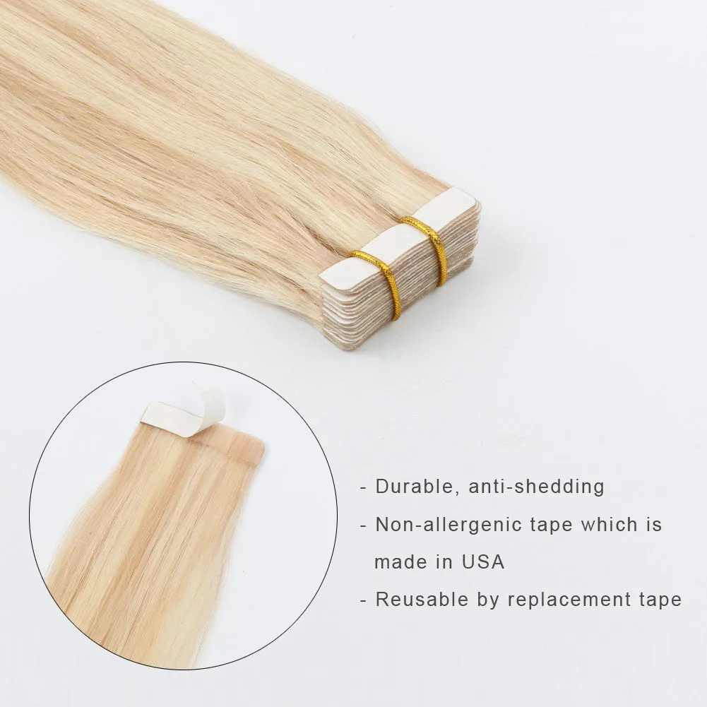 Tape In Hair Extension P #18/#613 Dirty Blonde Highlights Beach Blonde 22inch