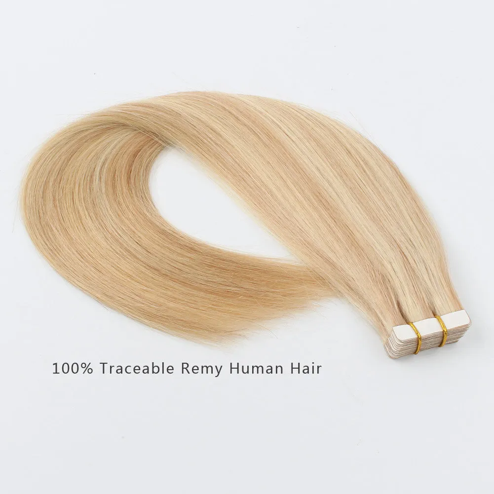 Tape In Hair Extension P #18/#613 Dirty Blonde Highlights Beach Blonde