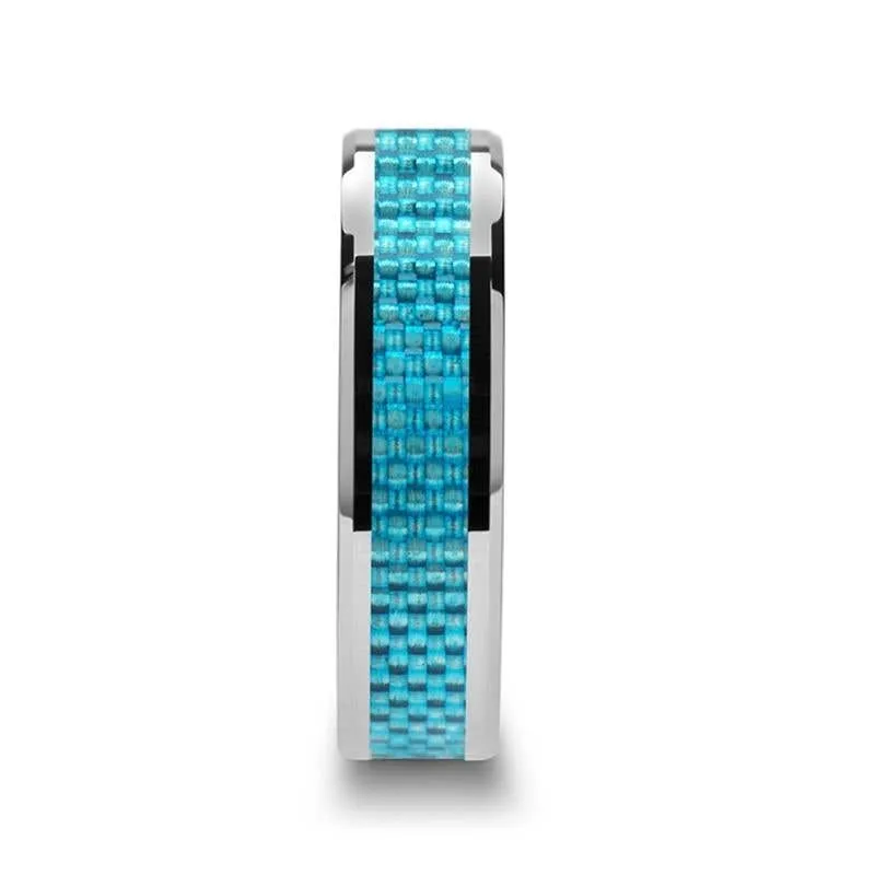 Thorsten AUGUSTUS Blue Carbon Fiber Inlay Tungsten Carbide Band - 4mm - 10mm