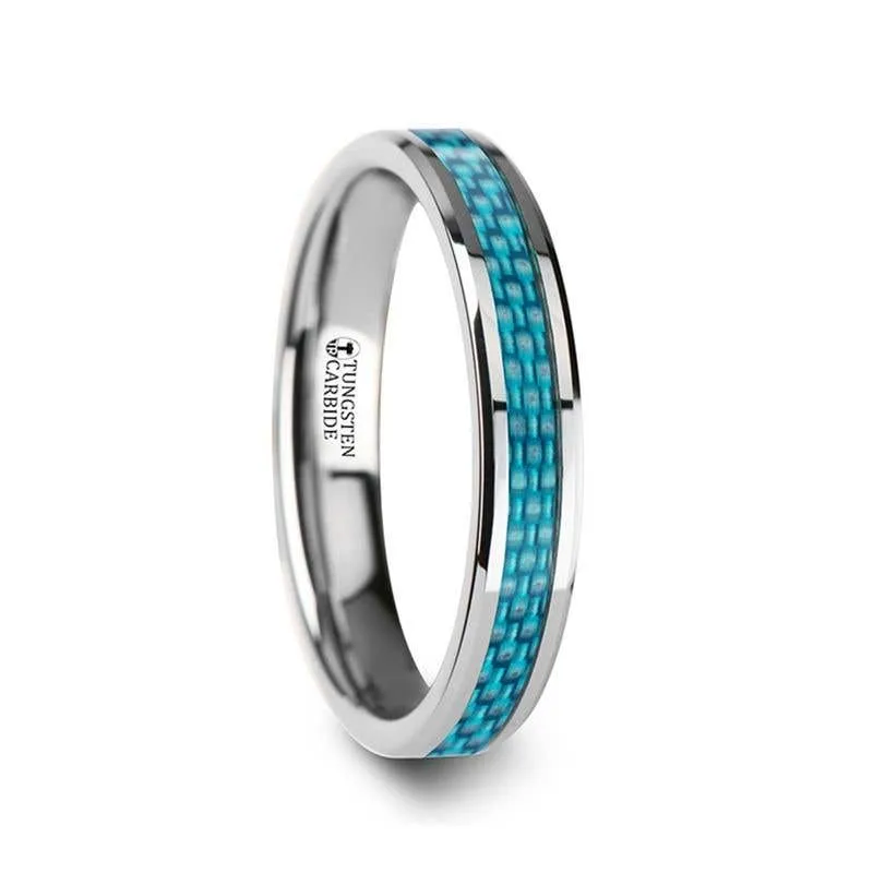 Thorsten AUGUSTUS Blue Carbon Fiber Inlay Tungsten Carbide Band - 4mm - 10mm