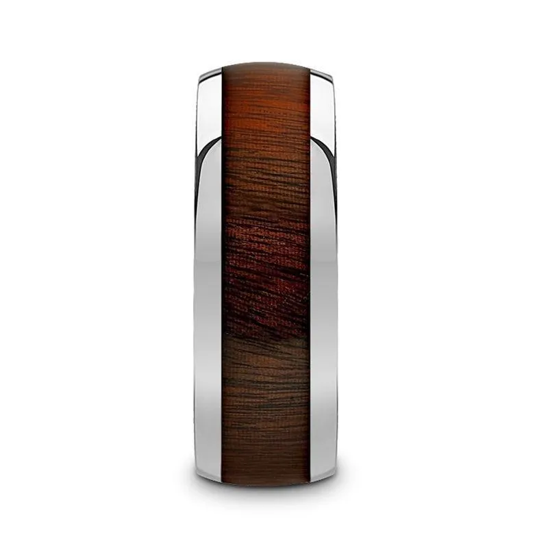 Thorsten DALBERG Tungsten Carbide Rosewood Inlay Polished Finish Men’s Domed Wedding Ring - 8mm