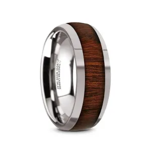 Thorsten DALBERG Tungsten Carbide Rosewood Inlay Polished Finish Men’s Domed Wedding Ring - 8mm