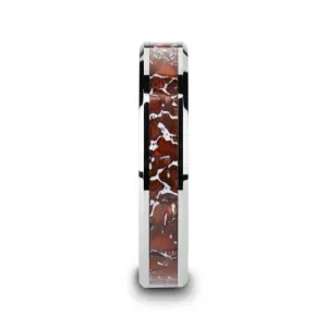 Thorsten JURASSIC Red Dinosaur Bone Inlaid Tungsten Carbide Beveled Edged Ring - 4mm & 8mm