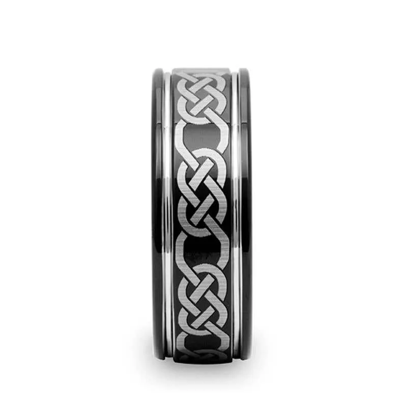 Thorsten KILKENNY Black Tungsten Ring with Celtic Pattern - 8mm