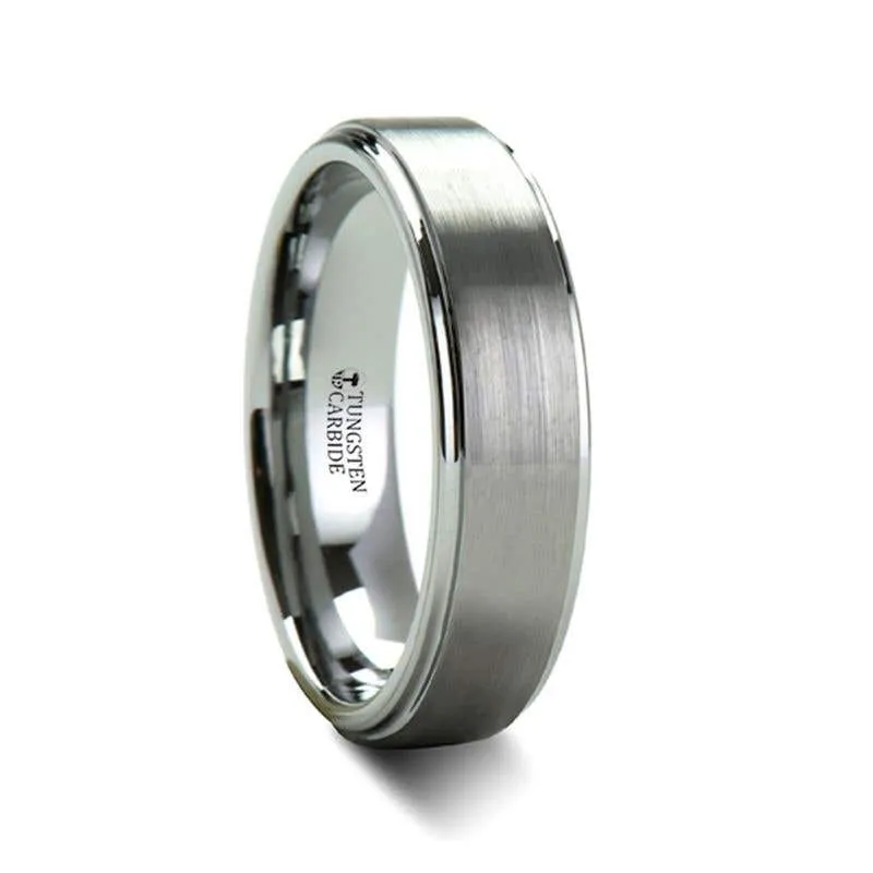 Thorsten OPTIMUS Raised Center with Brush Finish Tungsten Ring - 4mm - 12mm