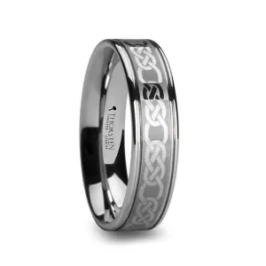 Thorsten PALATINE Laser Engraved Tungsten Ring with Celtic Pattern - 6mm 8mm or 10mm