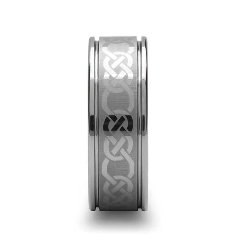 Thorsten PALATINE Laser Engraved Tungsten Ring with Celtic Pattern - 6mm 8mm or 10mm