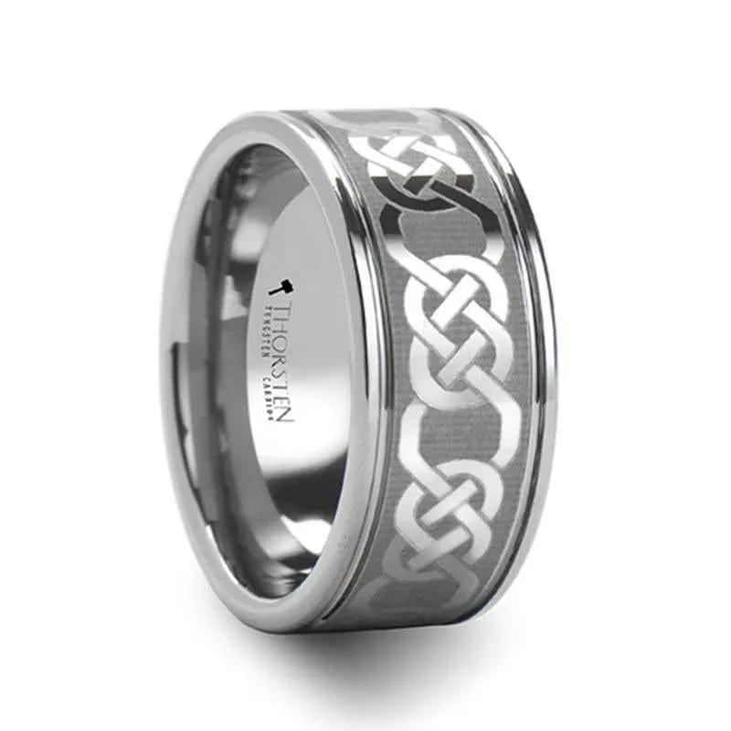 Thorsten PALATINE Laser Engraved Tungsten Ring with Celtic Pattern - 6mm 8mm or 10mm