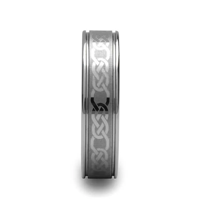 Thorsten PALATINE Laser Engraved Tungsten Ring with Celtic Pattern - 6mm 8mm or 10mm