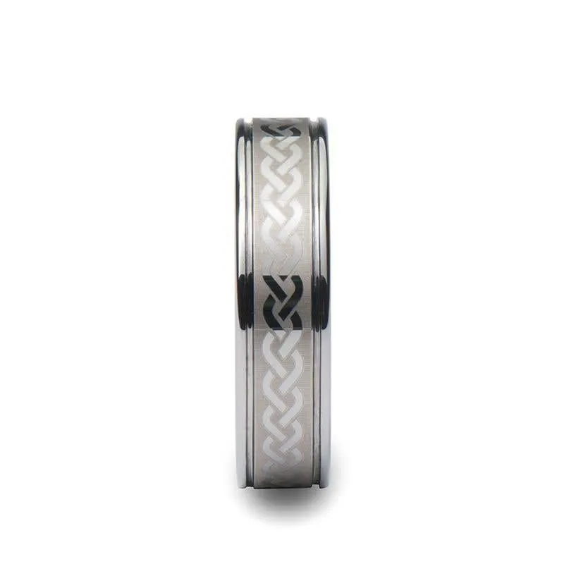 Thorsten PALLAS Laser Engraved Tungsten Ring with Celtic Knot - 6mm 8mm or 10mm - Pallas