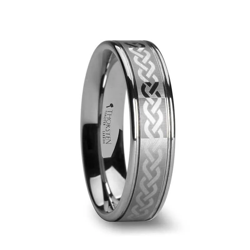 Thorsten PALLAS Laser Engraved Tungsten Ring with Celtic Knot - 6mm 8mm or 10mm - Pallas