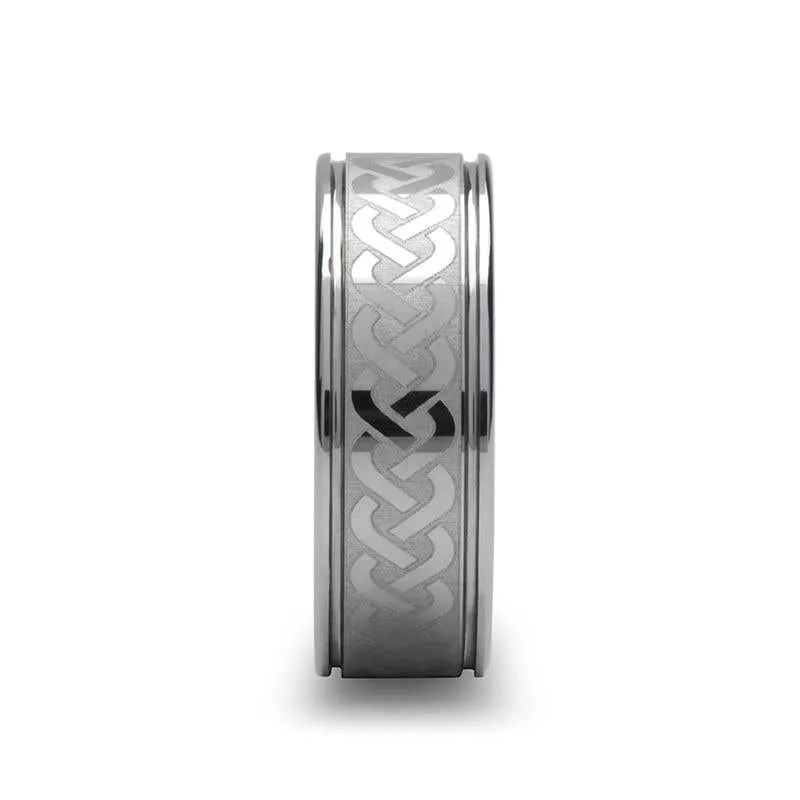 Thorsten PALLAS Laser Engraved Tungsten Ring with Celtic Knot - 6mm 8mm or 10mm - Pallas