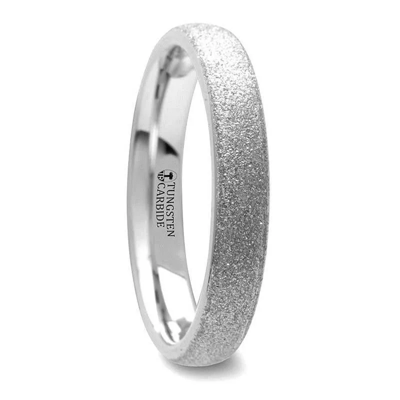 Thorsten QUARTZ Domed Tungsten Carbide Ring with Sandblasted Crystalline Finish - 2mm - 8mm