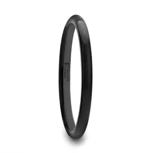 Thorsten RAIDER Domed Brush Finished Black Tungsten Wedding Band - 2mm - 12mm
