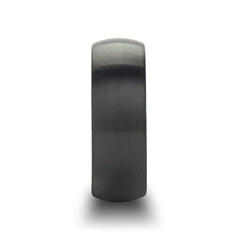 Thorsten RAIDER Domed Brush Finished Black Tungsten Wedding Band - 2mm - 12mm