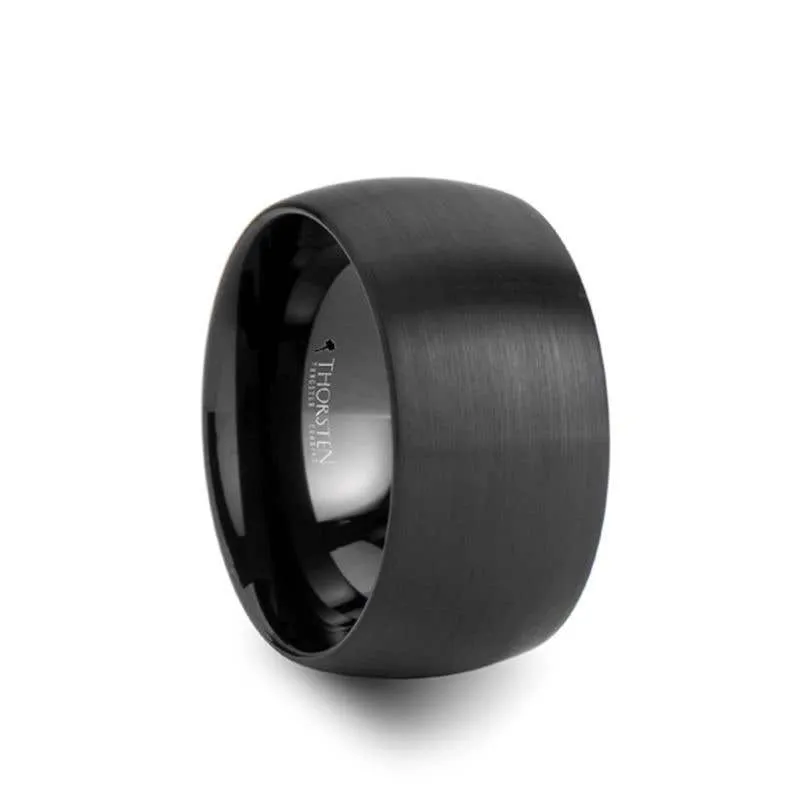 Thorsten RAIDER Domed Brush Finished Black Tungsten Wedding Band - 2mm - 12mm