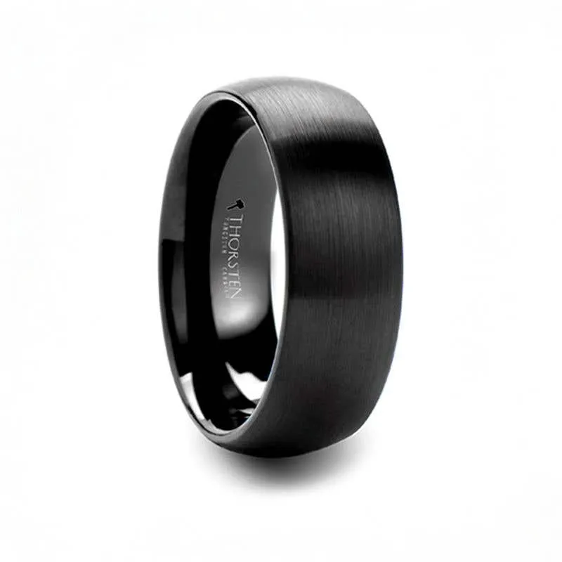 Thorsten RAIDER Domed Brush Finished Black Tungsten Wedding Band - 2mm - 12mm