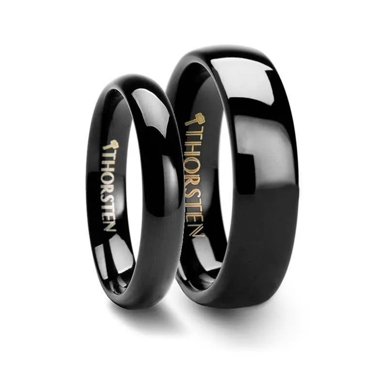 Thorsten RAVEN Domed Black Tungsten Wedding Band - 4mm - 12mm