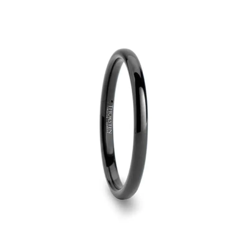 Thorsten RAVEN Domed Black Tungsten Wedding Band - 4mm - 12mm